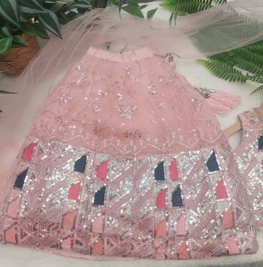 Lehenga Set - Peach Embroidered