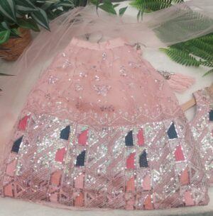 Lehenga Set - Peach Embroidered