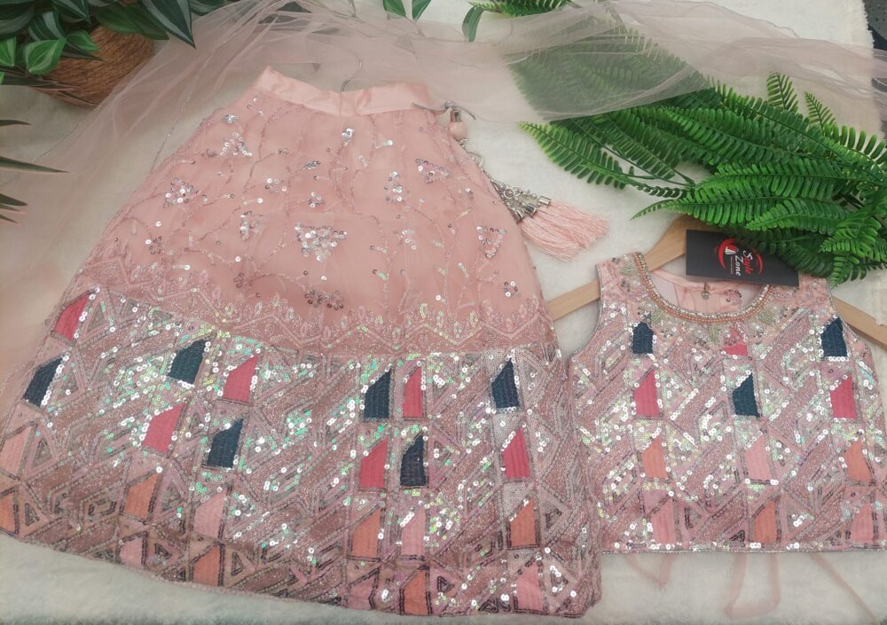 Lehenga Set - Peach Embroidered