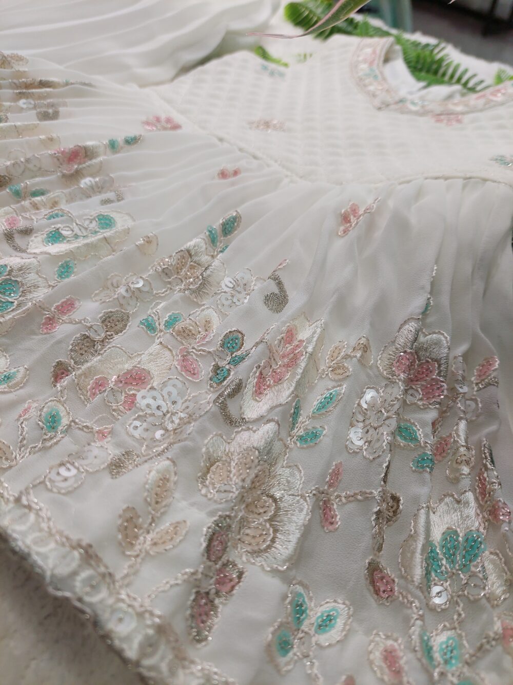 White Lehnga Set -  Embrioded with Shrug