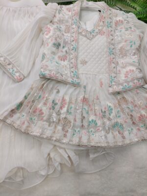 White Lehnga Set -  Embrioded with Shrug