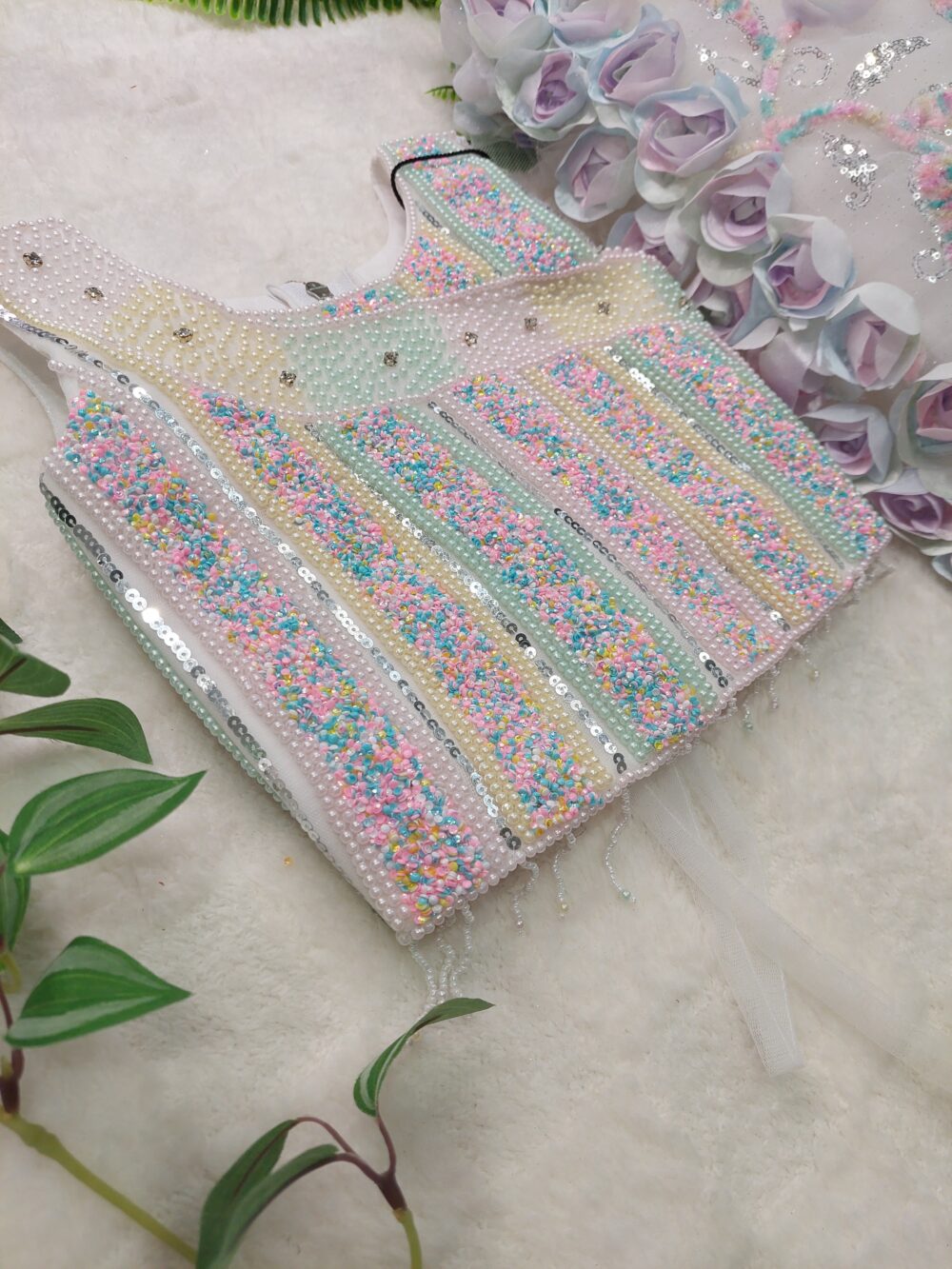 Lehenga Set - Pastel Embroidered 3D Floral