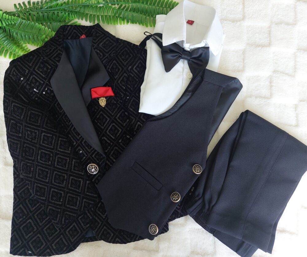 Embrioded Black Suit Set