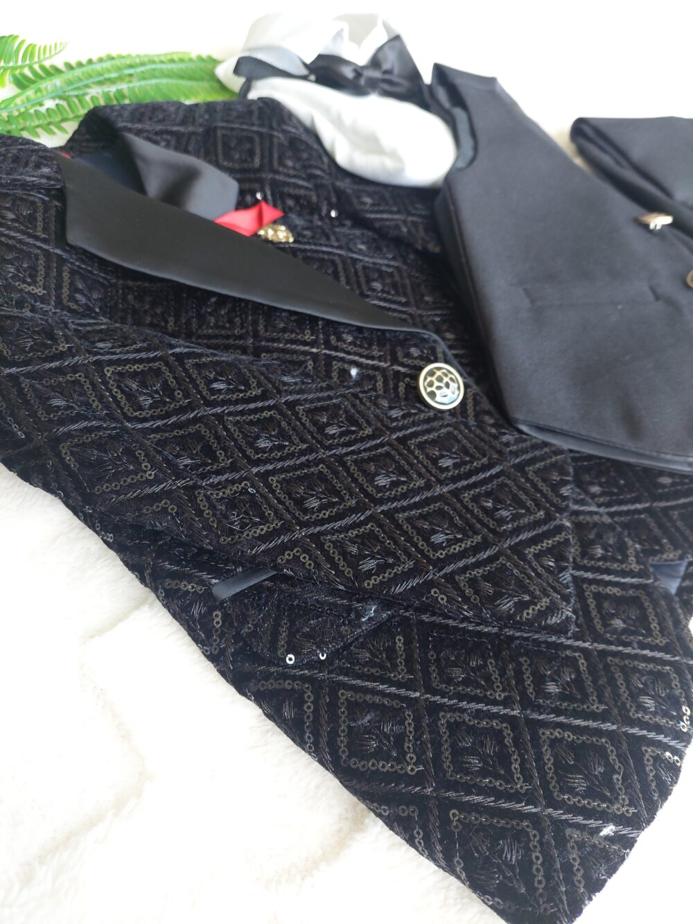 Embrioded Black Suit Set