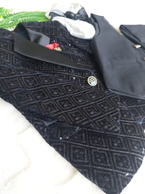 Embrioded Black Suit Set